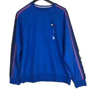 Tommy Hilfiger Blue Crewneck Sweater with Sporty Stripes NWT